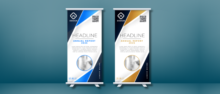 Roll up banner designs for corporate event sharing