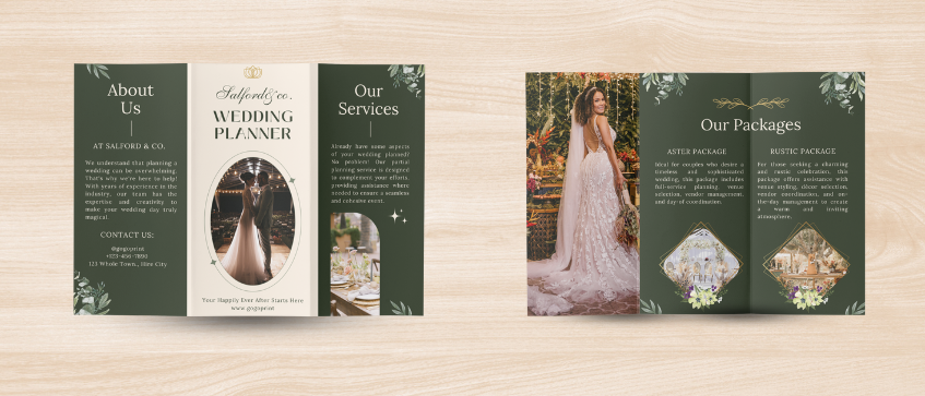 Trifold leaflet printing for wedding planner