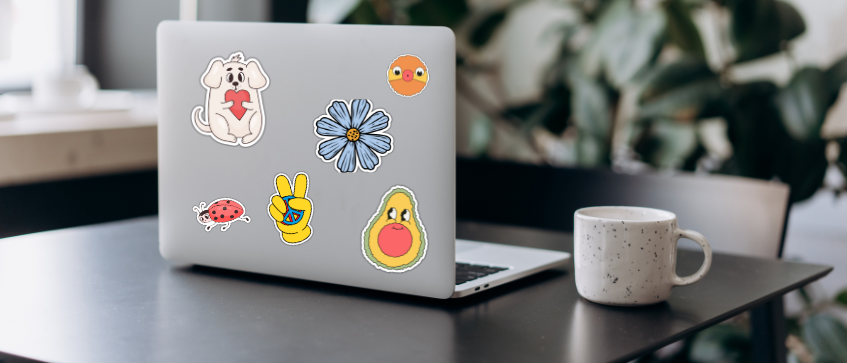 Decorative vinyl stickers on laptop